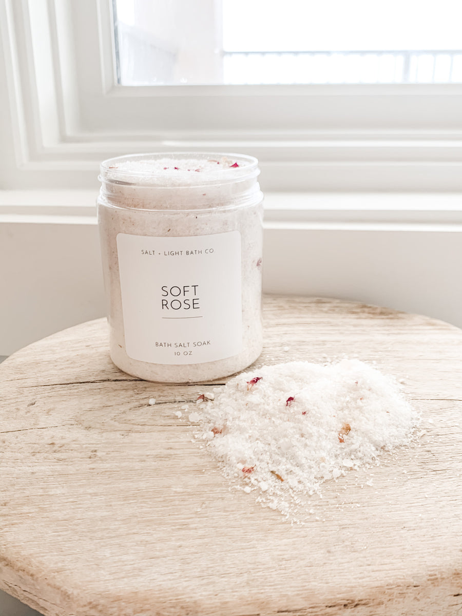 Soft Rose Bath Salts 10oz Jar